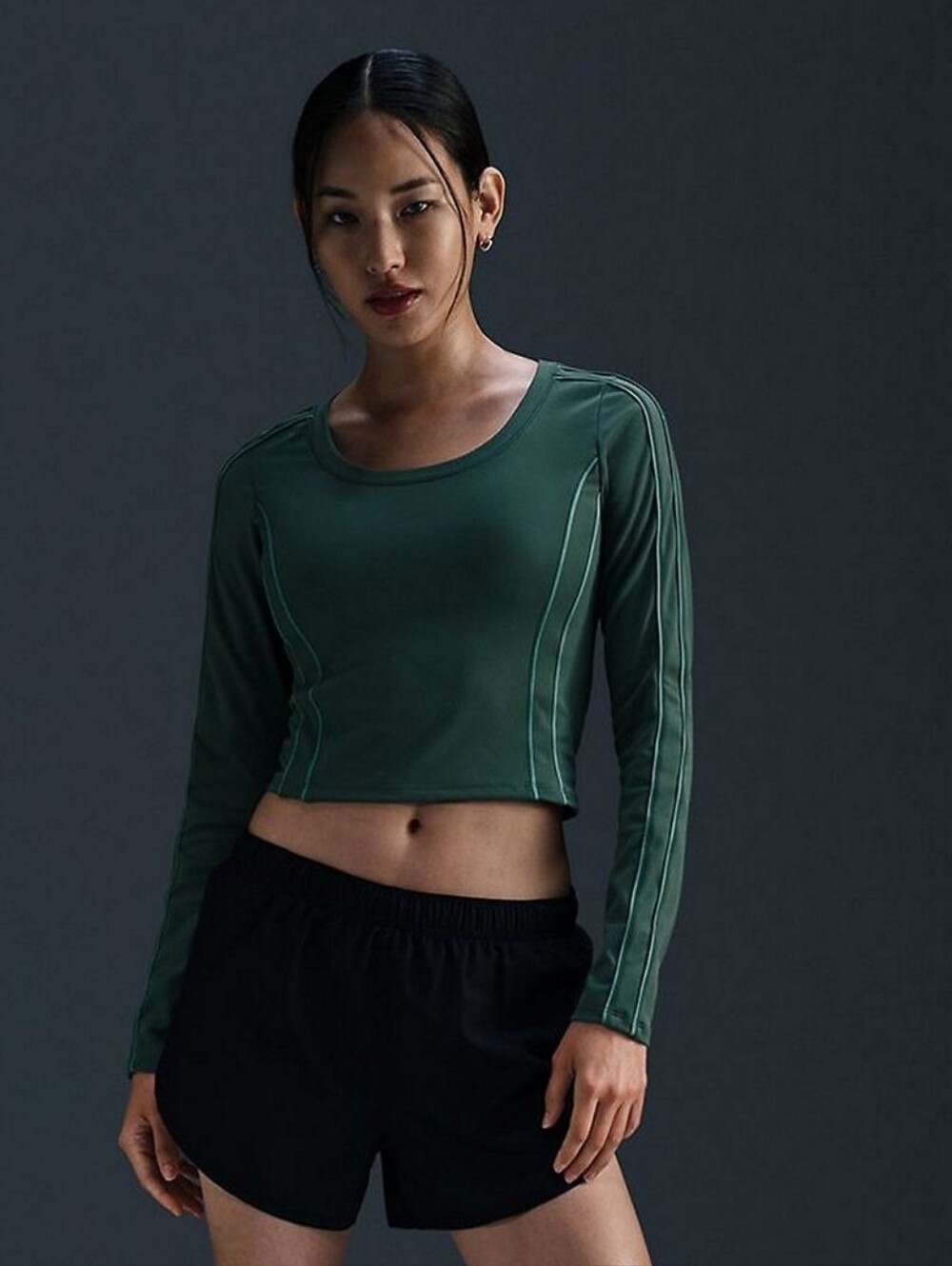 Nike Green Long-Sleeve Crop Top Size XS